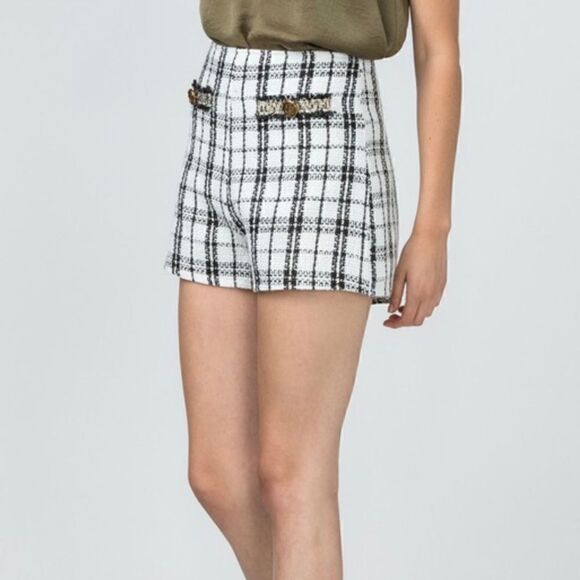 Tweed Plaid Suit Set jacket with shorts - Picture 8 of 16